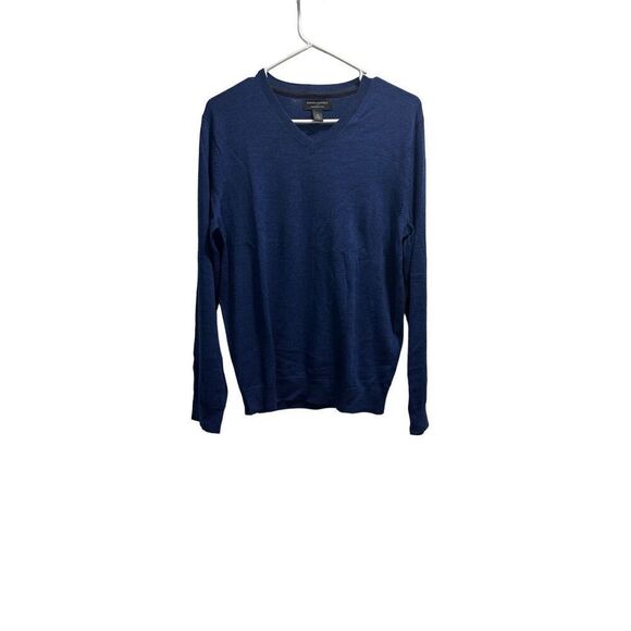 Men’s Banana Republic Merino Wool Blue Pull Over V Neck Sweater Size Medium - Picture 1 of 4
